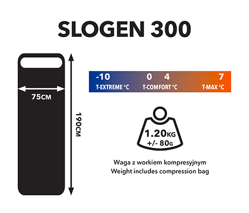 Ciepły śpiwór koperta - Campus Slogen 300